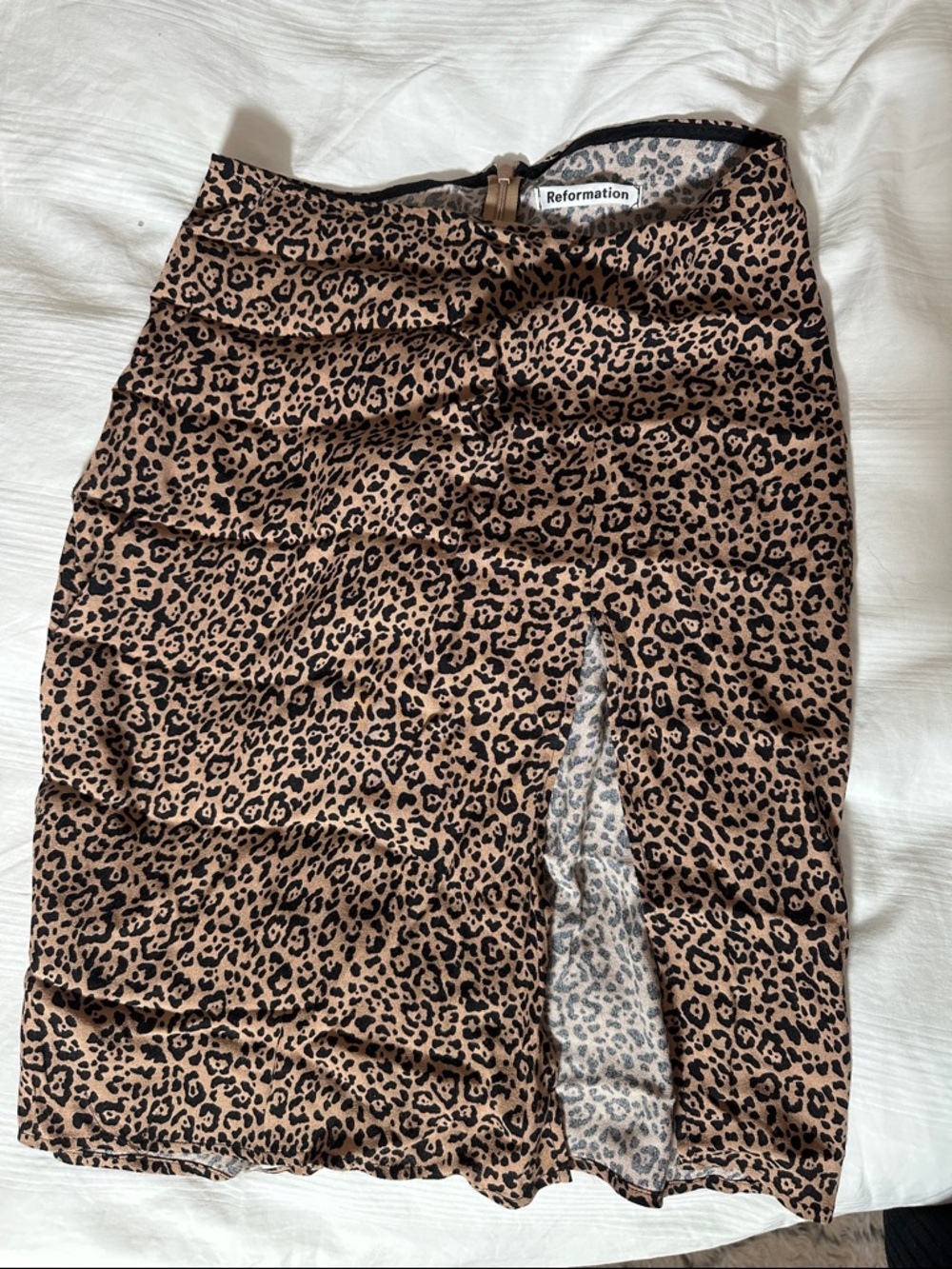 Reformation Leopard-Print Midi Skirt in Brown and Black